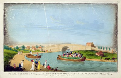 View of the First Bridge, Paddington and the Accommodation Barge Going Down the Grand Junction Canal to Uxbridge by English School